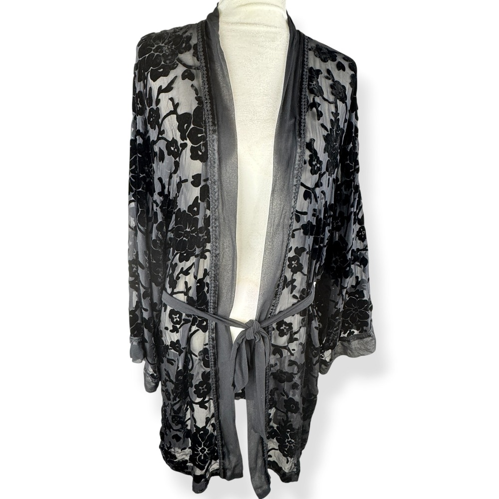 Victoria's Secret Robe Size Large Silk Blend Velvet Burnout Whimsigoth VTG Y2K